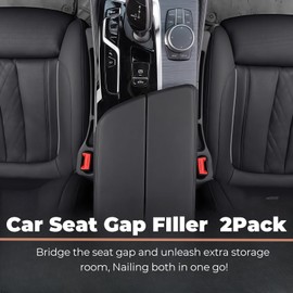 Swartisfad Car Seat Gap Filler Organizer Universal Fit Car SUV Truck Console Side Plug Strip Stopping Phone Key from Falling, Pack of 2 (Black)