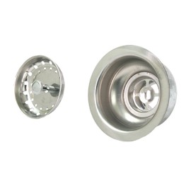 Highcraft 9737 Double Cup Kitchen Sink (3-1/2 Inch) Stainless Steel Drain Assembly with Strainer Basket and Rubber Stopper