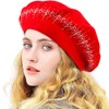 LADYBRO Rhinestone Beret Hats for Women 2 Layers Wool French