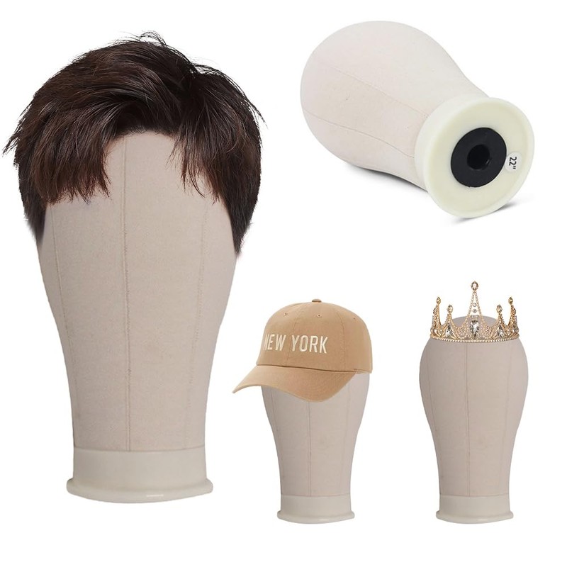 22" Faceless Mannequin Head Canvas Wig & Hat Stand (22")
