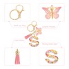 sourcing map Initial Letter Keychains, Resin Cute Butterfly Tassel Pendant