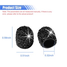 ZIMISI 4PCS Crystal Rhinestone Tire Valve Caps, Dustproof Tire Valve Stem Caps, Handmade Wheel Valve Stem Covers, Bling Car Accessories for Cars, SUVs, Bike, Trucks, Motorcycles (Black)