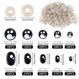 200Pcs Safety Eyes and with Washers for Stuffed Animal Safety Eyes for Crocheting Two Styles Each 5 Size,10mm-16mm Crochet Eyes for Animaux en Peluche et Ours en Teddy Bear