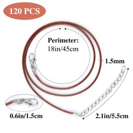 NEBURORA 120 Pcs Necklace Cord 1.5mm Waxed Necklace Cord with Clasp 20 Inch 10 Colors Necklace String Rope Waxed Cotton Cord Necklace for DIY Bracelet Necklace Jewelry Making