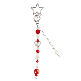 QqzsJewls Aesthetic Keychain Accessories for Women Backpack Keychain Phone Charm for Girls Birhtday Christmas Gifts, Red Strawberry, Medium