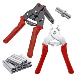 BREUAILY Hog Ring Pliers Set 2pcs Rapid Fence Plier and 600pcs M Clips Wire Cage Pliers for Animal Cages Poultry Net Cage Installation Repair Hand Tools