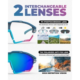 VICTGOAL Cycling Glasses for Men Women with Polarized and Photochromic 2 Lenses MTB Road Bike Running Sports Sunglasses (BU-US)