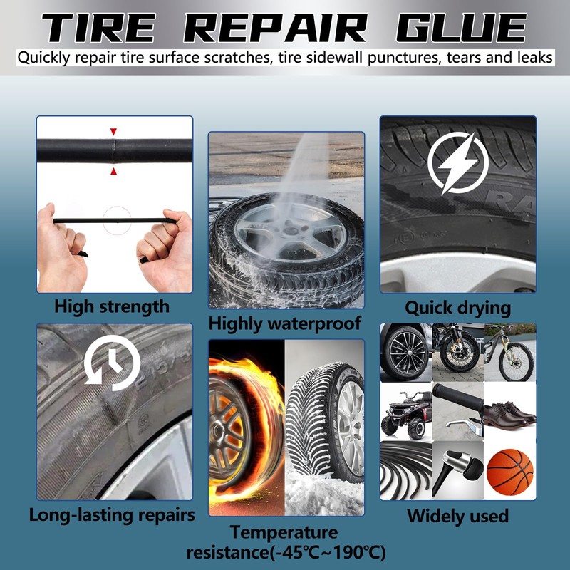 Tire Repair Glue, Rubber Cement for Sidewall Fixes, Suitable for