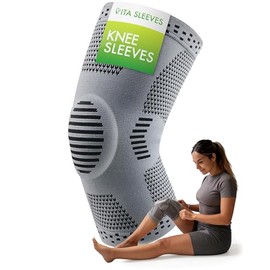 FREEZE2TRIM Vita Sleeves Knees 7-Zone Compression Sleeve Brace | Breathable Lightweight Support Sore Stiff Knee in Running, Sports, Workouts | Anti-Sl