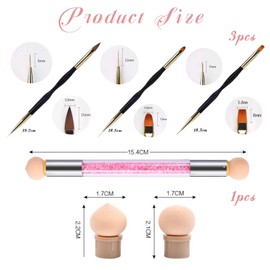 Mezrkuwr® 4 Pieces Nail Brush Set, Gel Brush for Nails, Nail Art Sponge Brush, Gel Brush, Home for Nail Art UV Gel Brush, Nail Accessories, Acrylic Fingernails