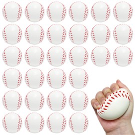 Whkvnng 30PCS Large 2.5Inch Baseball Stress Ball,Stress Relief Balls,Squeeze Sports Ball,Squeeze Foam Baseball for Themed Baseball Stress Anxiety Relief for Kids Children Playing,Party Gifts