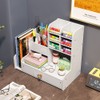 NUODWELL Desk Organizer with Drawer, White Pen Holder DIY Desk