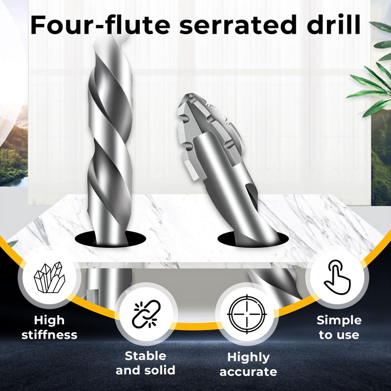 Xsybegdlk Eccentric Drill Set, 6-Piece Four-Edged Sawtooth Eccentric Drill Bit,