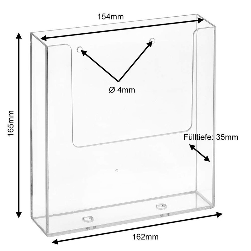 DIN A5 wall brochure holder with drill holes, brochure holder,