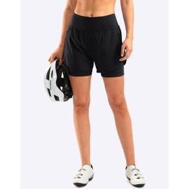 Women's Mountain Bike Shorts 4D Padded Cycling Riding Road Biking Bicycle Biker Cycle Padding UPF 50+ Shorts for Women Zipper Pockets(Black,XS)