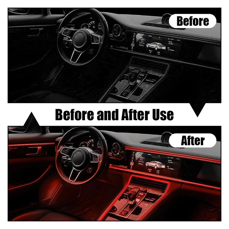 EL Wire Interior Car LED Strip Lights, USB Car Neon