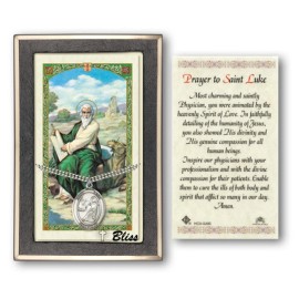 Bliss Sterling Silver Saint Luke the Apostle Holy Medal Pendant Necklace 24" Chain