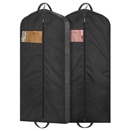 MISSLO 43" Mens Garment Bags for Travel Waterproof Suit Bags for Closet Storage for Shirts, Jackets, Coats, Black, 2 Packs