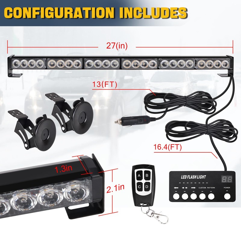 TeddyTT Emergency Strobe Lights Bar Directional Traffic Advisor Warning Strobe