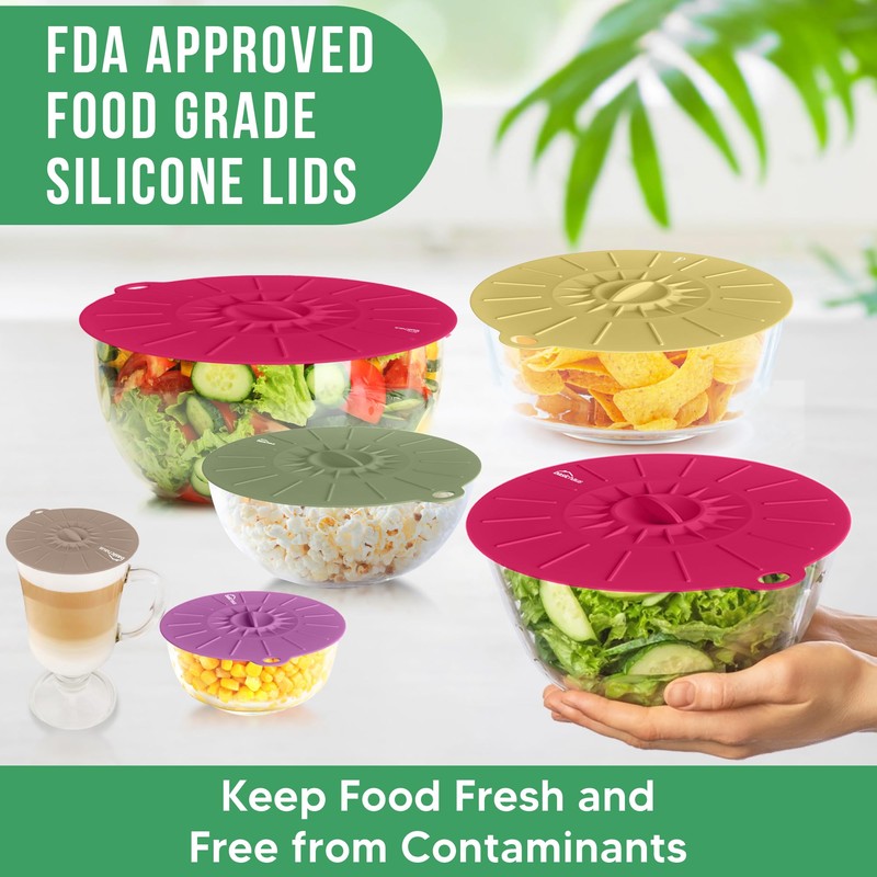 Silicone Lids for Food Storage - 5 Pack - 5