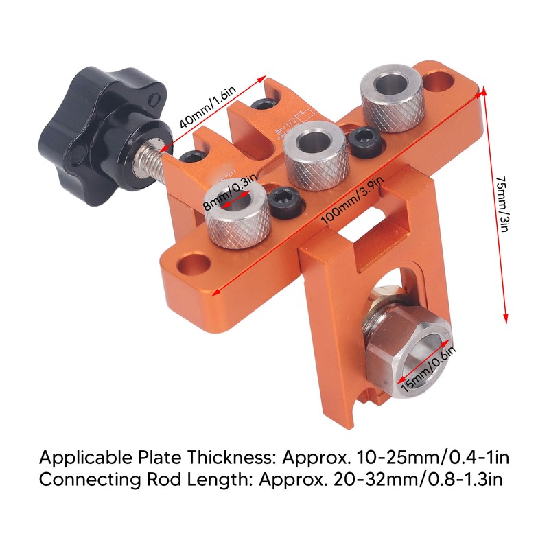Doweling Jig Drill Kit 3 in 1 Aluminum Alloy Anodized