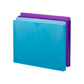 Smead Poly File Jacket with Clear Sleeve, Straight-Cut Tab, 1" Expansion, Letter Size, Assorted Colors, 2 per Pack (89611)