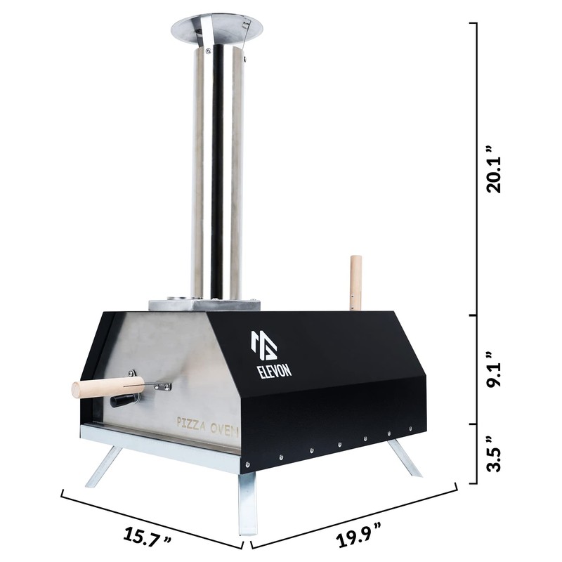 Elevon Wood Fired Pizza Oven, Portable Stainless Steel Grill, Outdoor