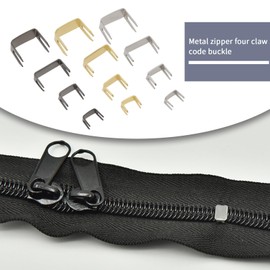 Create idea 60Pcs Zipper Bottom Stops Repair Set 4 Sizes #3#5#8#10 Zip Stopper Repair Gold Silver Black for Bags Coats Jackets Zippers Rescue Close-End DIY Sewing