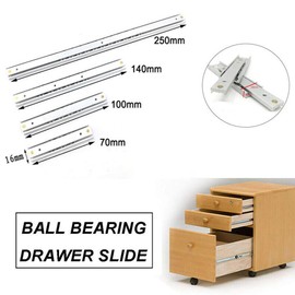 TOOLDO Ball Bearing Drawer Runners - Drawers Depth for 16mm Drawer Runners 16mm Wide x 70mm / 100mm / 140mm / 200mm / 300mm