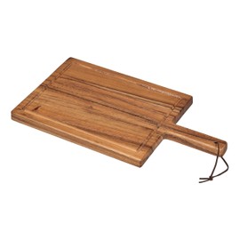 Tala Large Chunky Handled Board with Groove and Leather Tie, Lacquered Acacia Wood and Perfect for Serving, Chopping and Displays All Foods, Measures 42x23x2cm