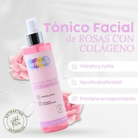 Vemare Cosmetics Tónico Facial De Rosas Con Colágeno Piel Joven 250 ml