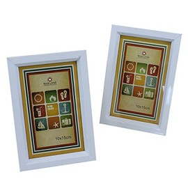 Macosa NO69479 Photo Frame Pack of 2 White 10 x 15 Wall Decoration Picture Frame Set Photo Gallery Picture Gallery with Stand Picture Display for Standing Up