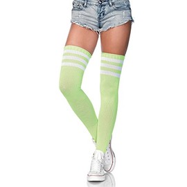 Leg Avenue womens Athletic Three Striped Knee High Socks, Neon Green, One Size