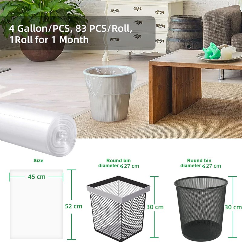Small Trash Bags 80 Counts, Waikas Garbage Bags for Bathroom