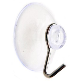 Pack of 4 x 40mm - 45mm Diameter (just over 1 1/2") Standard Suction Cups / Suckers with Wire / Metal Hook and Mushroom Head by rubbersuckers UK. Plain, clear vinyl / PVC. Packet size (x4).