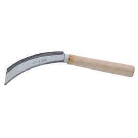Zenport K207 Harvest Sickle, Wooden Handle, Serrated with Straight End, 5-Inch Blade