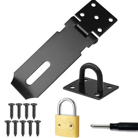 1 Stück Heavy Duty Schuppen Schloss Schnalle Tür Vorhängeschloss Hasp Edelstahl Vorhängeschloss Haspe Schuppen Türriegel für Tür Fenster Schrank mit einem Schraubendreher und einem Vorhängeschloss