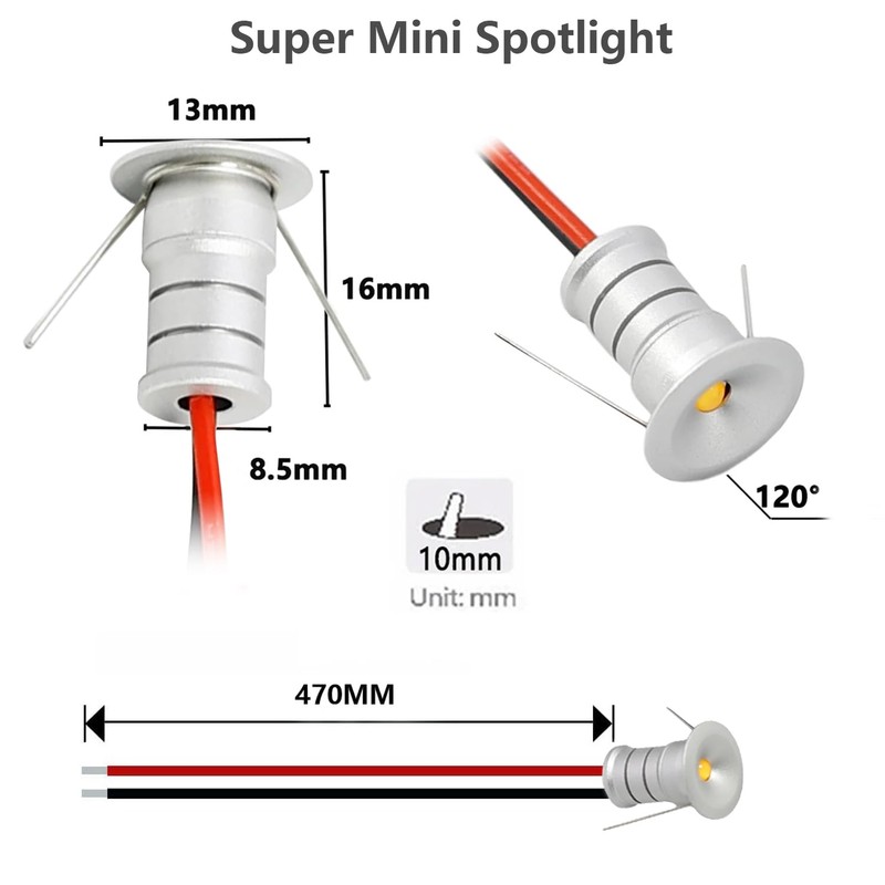 kpslucerna 10 Pack Small LED Spot Light 0.5W Mini Recessed