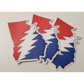 3-pack Georgia Grateful Dead Bolt Vinyl Decal Stickers GA State Red Blue 4 Inch