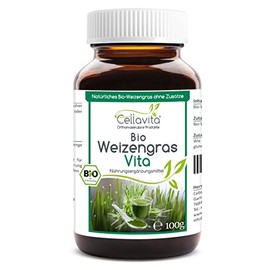 CELLAVITA Organic Wheatgrass Wheatgrass Powder Vita 100 g 100% Natural Excellent Vital Substance Content Superfood Up to 1.5 Months Enough
