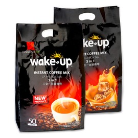 Vinacafe Premium 100 Sticks 3 in 1 Wake-Up Coffee Mix, 100 Coffee Sticks Single Serves 2 Pack of 50