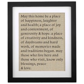 Housewarming Gifts for Women, House Warming Decoration Gifts for New Home Owner - Framed Burlap Print 11" W X 13" H (Framed - Home)
