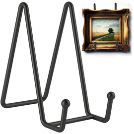 Petiy Beauty 2 Pack 6 Inch Black Iron Plate Stands for Display, Metal Frame Holder Stand for Picture, Decorative Dish, Book, Photo Easel and Tabletop Artistic Work