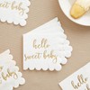 50 Pack 5x5 Inch White Scalloped Napkins with Gold Foil