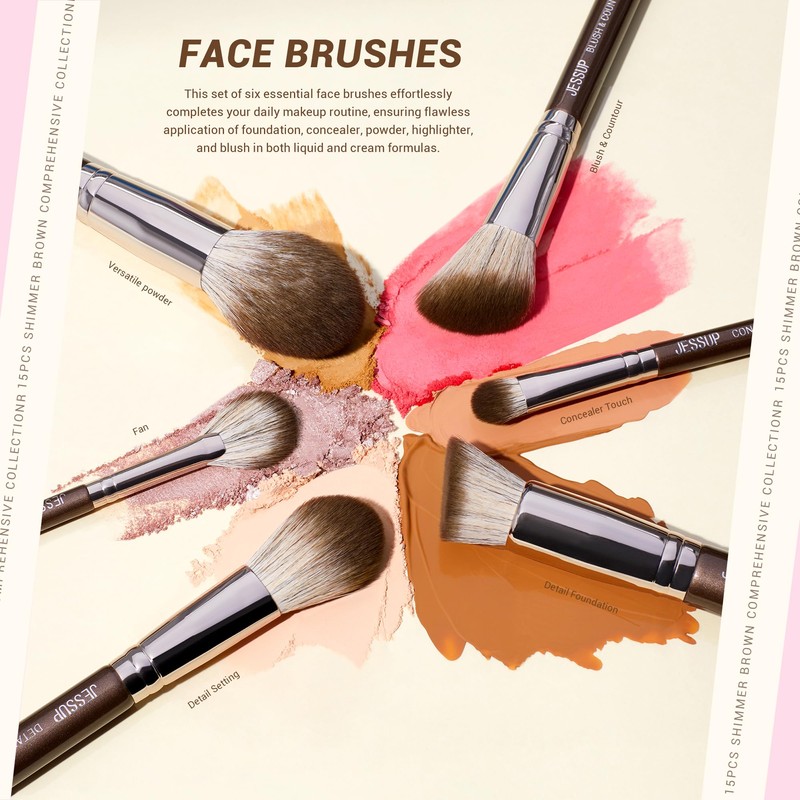 Jessup T498 Makeup Brush Set 15-Piece Make Up Brush Set