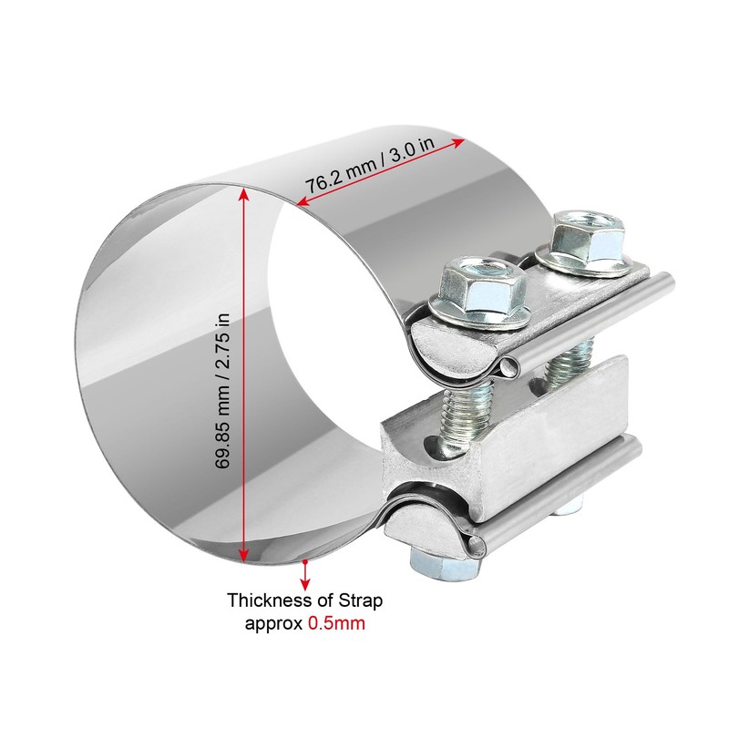 2.75 Inch 2.75" Butt Joint Exhaust Band Clamp Sleeve Stainless
