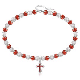 TYQSY 16-18 Inch Baseball Necklaces, Rhinestone Baseball Bead Necklace, Baseball Cross Necklace for Men, Adjustable Baseball Drip Bling Necklace, Athletic-Inspired Jewelry for Baseball Team Lovers