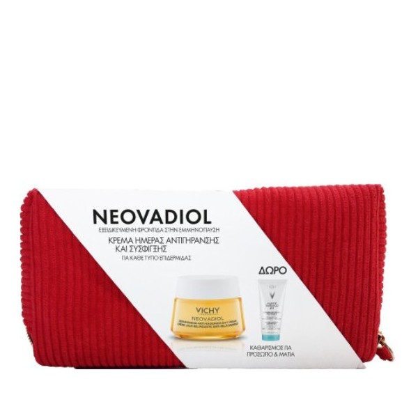 Vichy Xmas Set Neovadiol Post-Menopause Day Cream, 50ml & FREE Purete Thermale 3 in 1 Cleanser, 100ml & Velvet Toiletry Red Bag