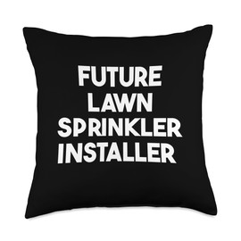 Future Lawn Sprinkler Installer Throw Pillow, 18x18, Multicolor