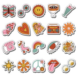 GOLEEX 20 Pack Pcs Hippy Stickers Funny Waterproof Decals Vinyl Labels for Women Kids Teens Girls Adults Travel Case Water Bottles Laptop Helmet Computer Notebooks Guitar Decor